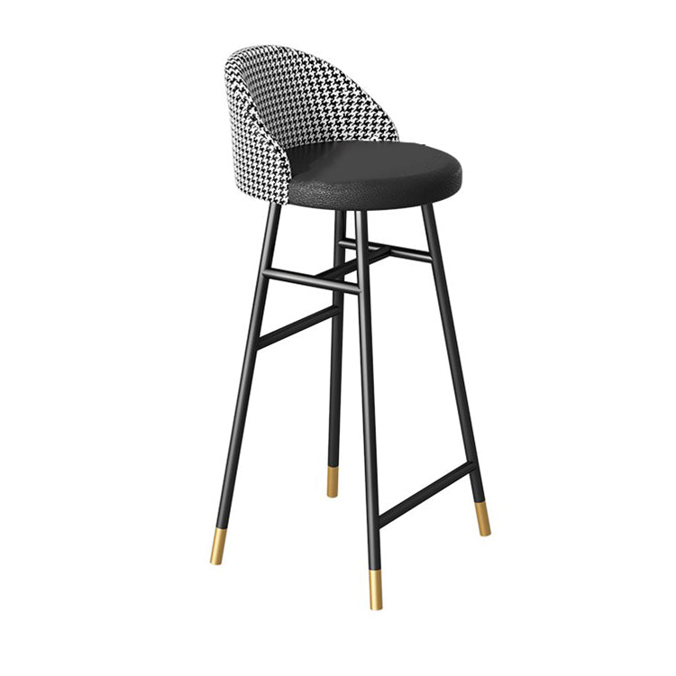 Industrial Metal Bar Stool Upholstered Bar Stools with Black Legs
