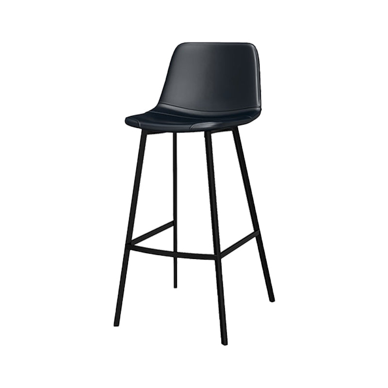 Industrial Metal Bar Stool Faux Leather Indoor Bar Stool with Black Legs