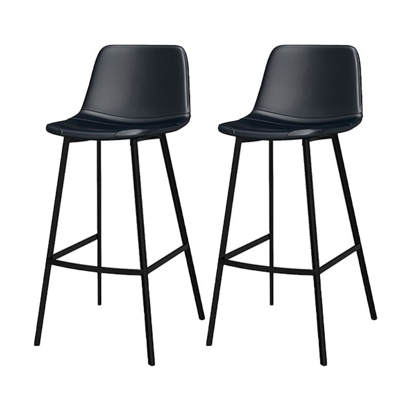 Industrial Metal Bar Stool Faux Leather Indoor Bar Stool with Black Legs