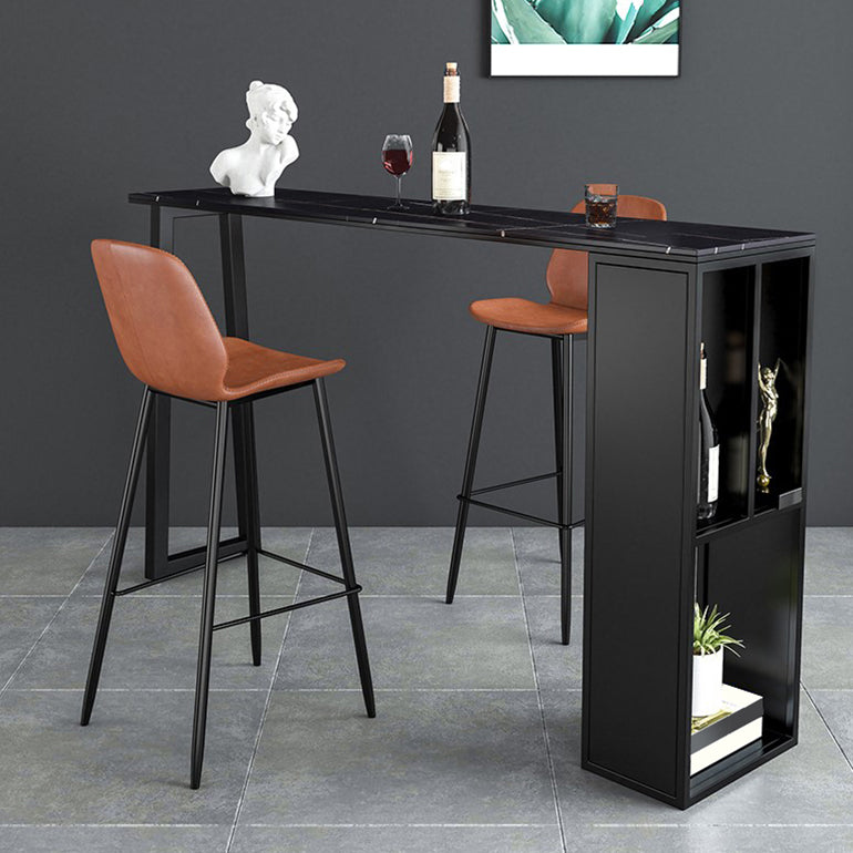 Industrial Metal Bar Stool Faux Leather Indoor Bar Stool with Black Legs