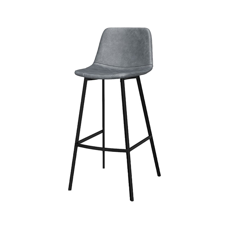 Industrial Metal Bar Stool Faux Leather Indoor Bar Stool with Black Legs