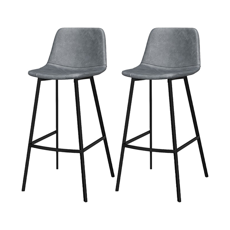 Industrial Metal Bar Stool Faux Leather Indoor Bar Stool with Black Legs