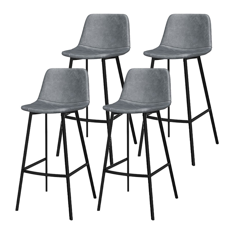 Industrial Metal Bar Stool Faux Leather Indoor Bar Stool with Black Legs