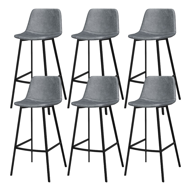 Industrial Metal Bar Stool Faux Leather Indoor Bar Stool with Black Legs