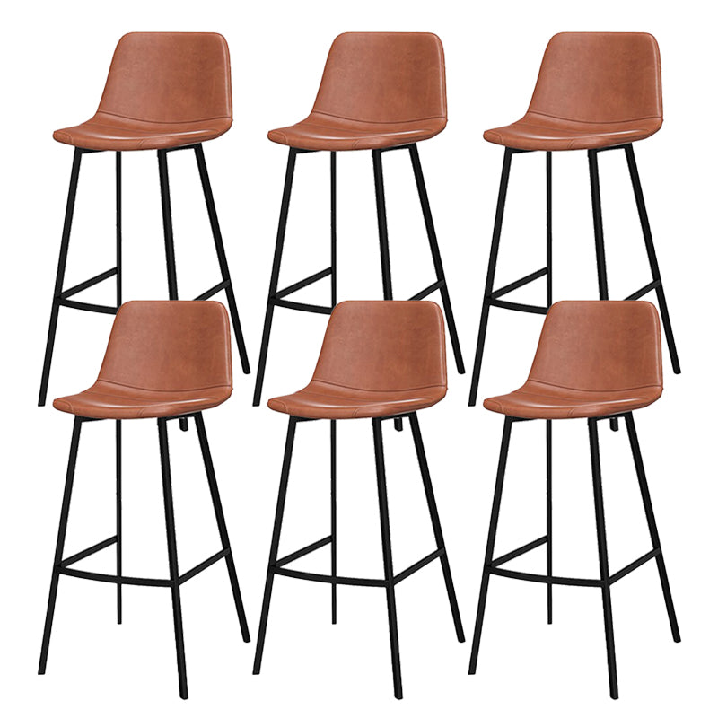 Industrial Metal Bar Stool Faux Leather Indoor Bar Stool with Black Legs
