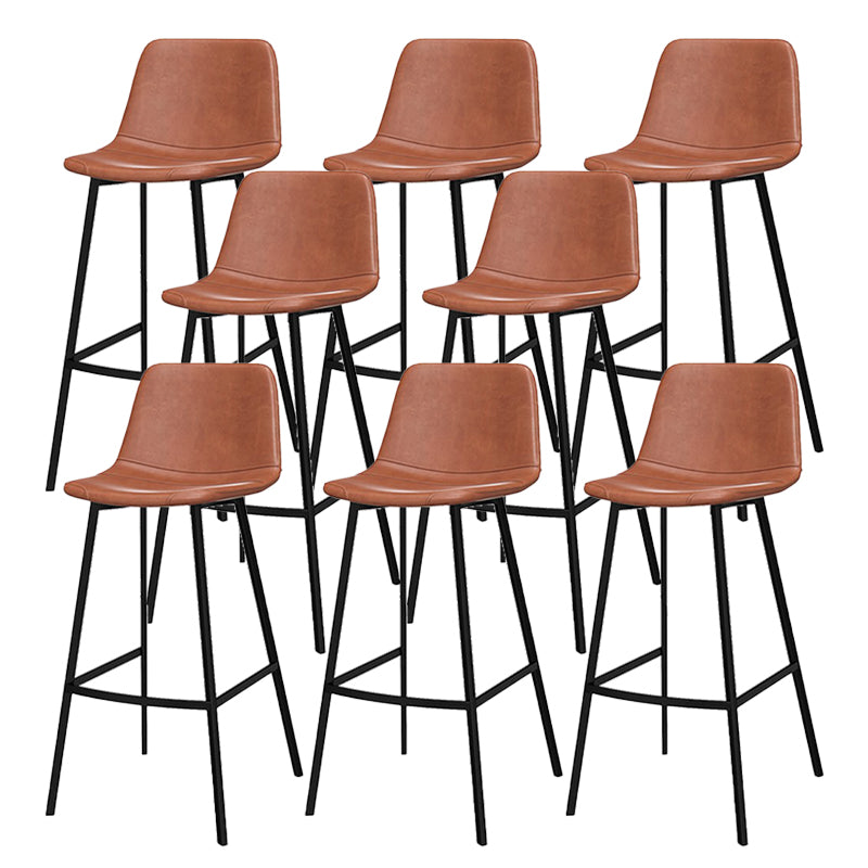 Industrial Metal Bar Stool Faux Leather Indoor Bar Stool with Black Legs