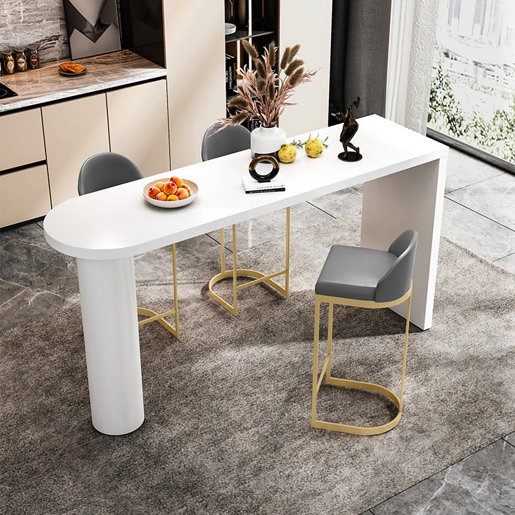 Upholstered Dining Stool Bucket Bar Stool with Gold Metal Base