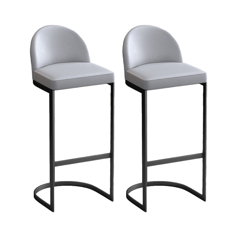 Glam Upholstered Dining Stool Low Back Bucket Bar Stool with Metal Base