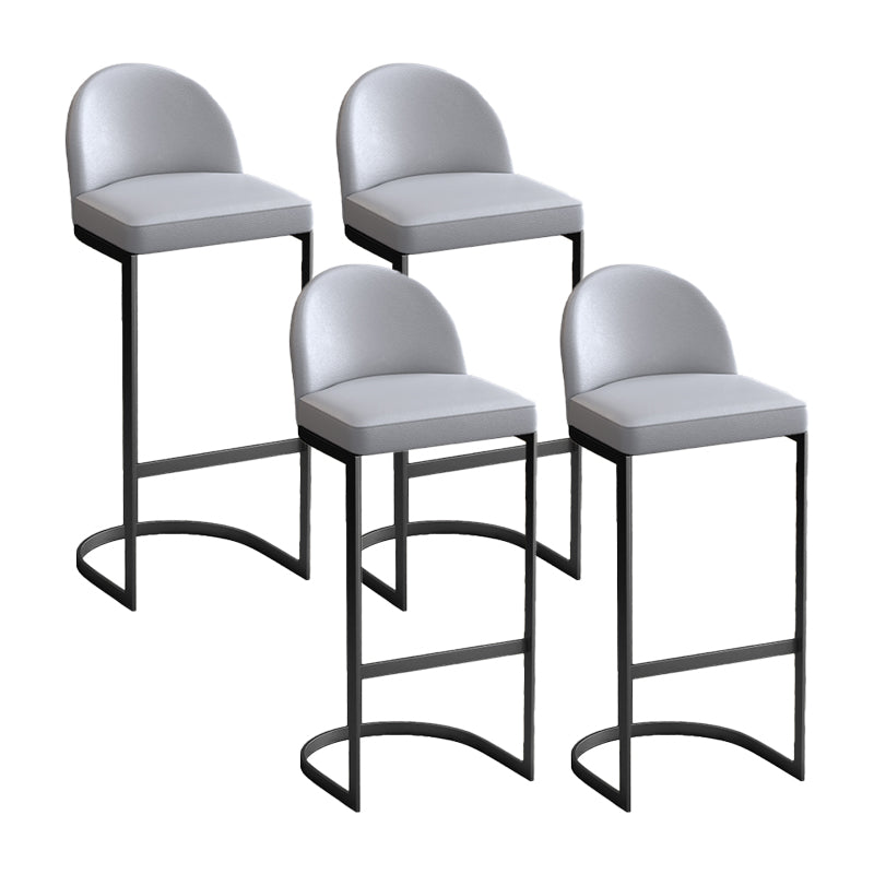 Glam Upholstered Dining Stool Low Back Bucket Bar Stool with Metal Base