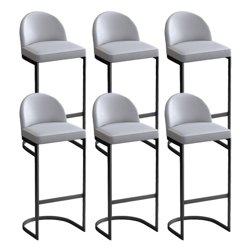 Glam Upholstered Dining Stool Low Back Bucket Bar Stool with Metal Base
