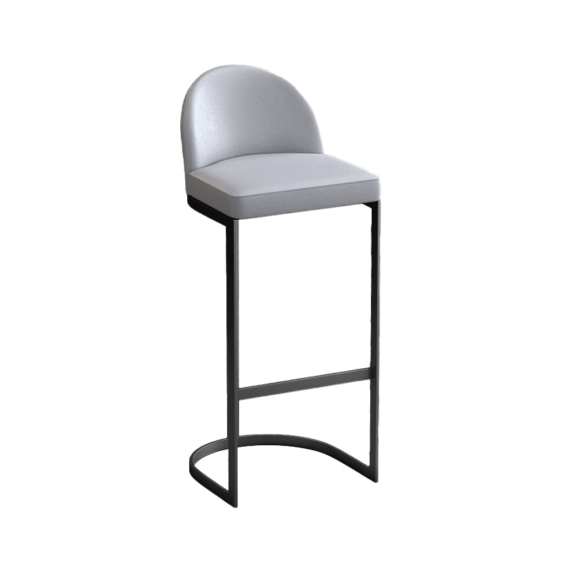 Glam Upholstered Dining Stool Low Back Bucket Bar Stool with Metal Base
