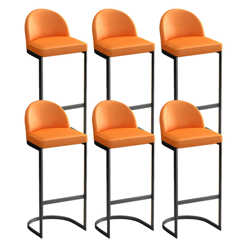 Glam Upholstered Dining Stool Low Back Bucket Bar Stool with Metal Base