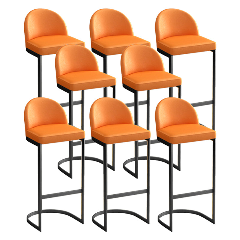 Glam Upholstered Dining Stool Low Back Bucket Bar Stool with Metal Base