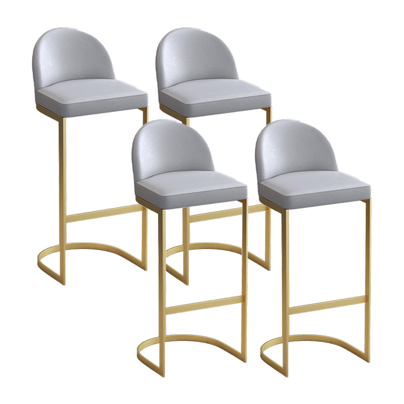 Glam Upholstered Dining Stool Low Back Bucket Bar Stool with Metal Base