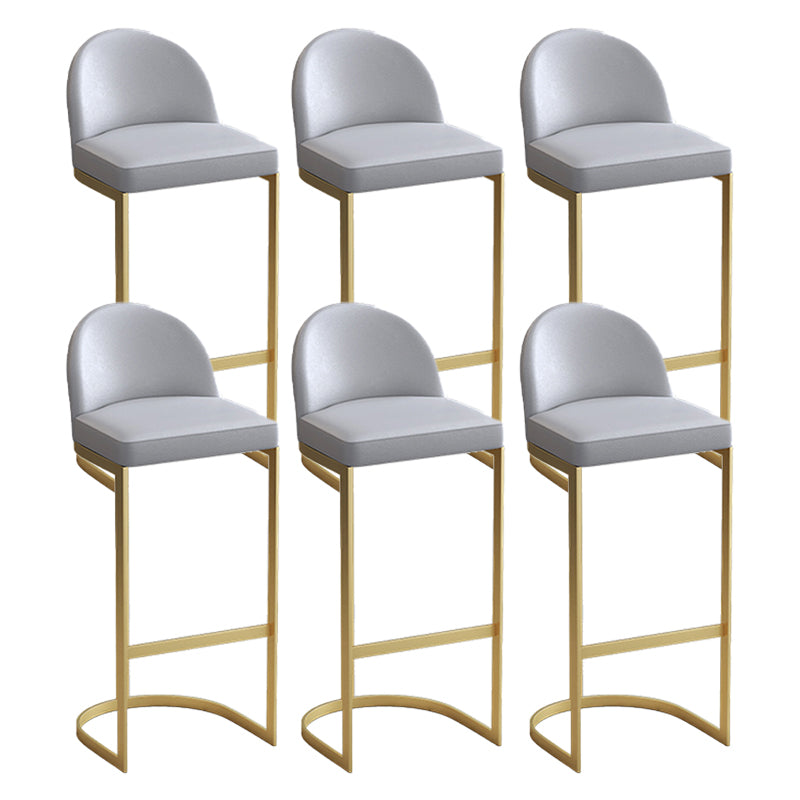 Glam Upholstered Dining Stool Low Back Bucket Bar Stool with Metal Base
