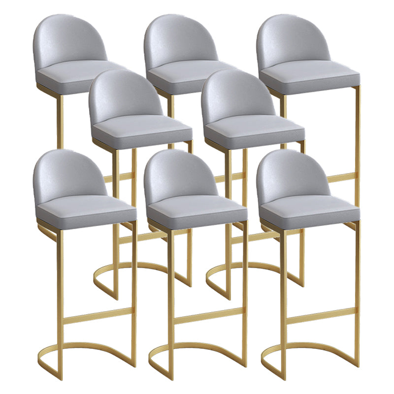 Glam Upholstered Dining Stool Low Back Bucket Bar Stool with Metal Base