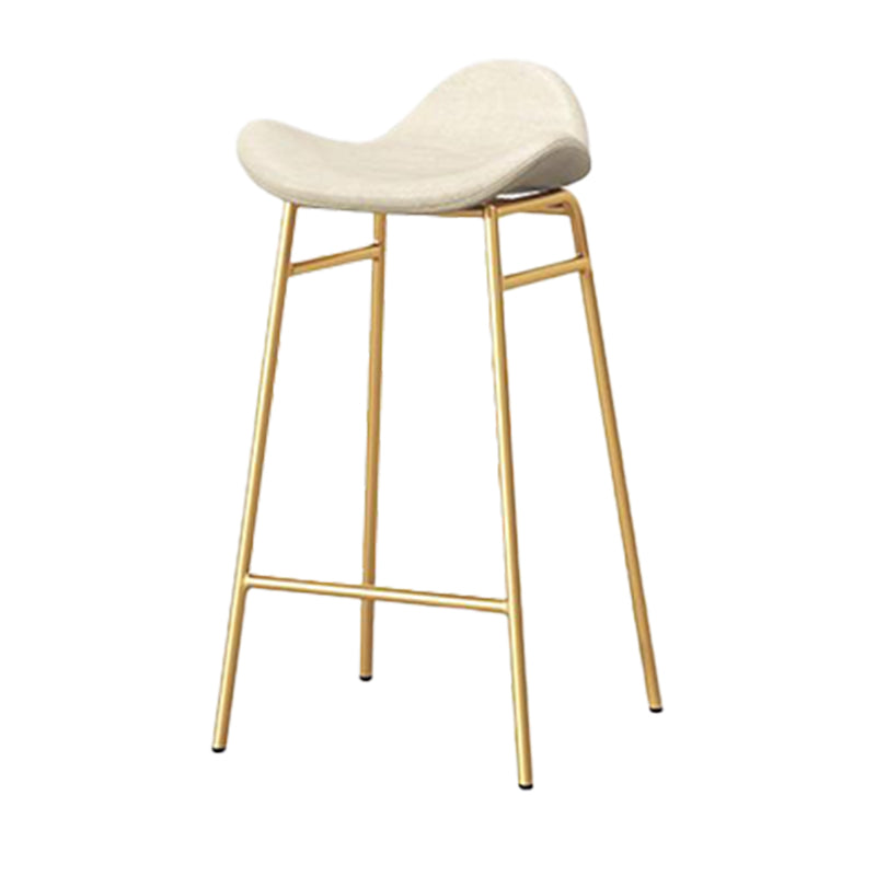 Faux Leather Bar Stools Glam Iron Backless Bar Stool with Footrest