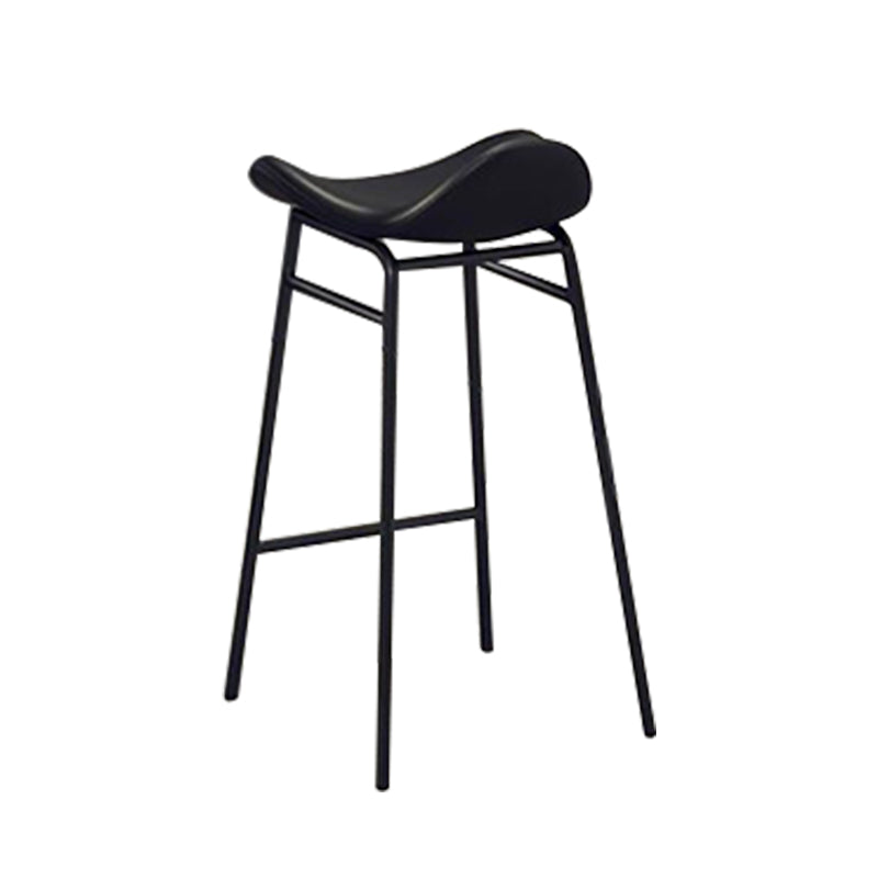 Faux Leather Bar Stools Glam Iron Backless Bar Stool with Footrest