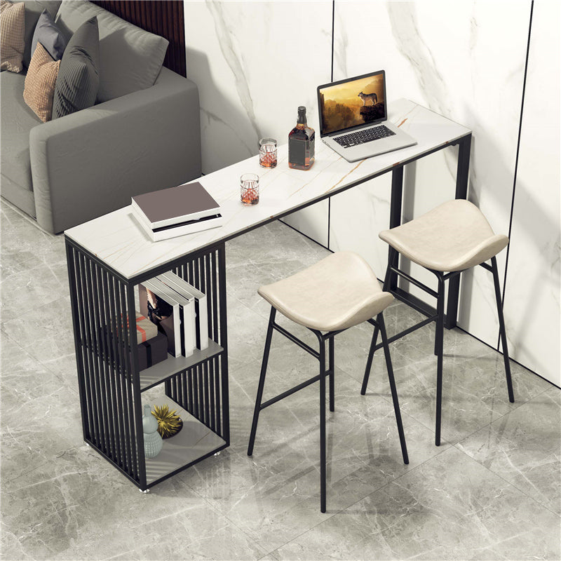 Faux Leather Bar Stools Glam Iron Backless Bar Stool with Footrest