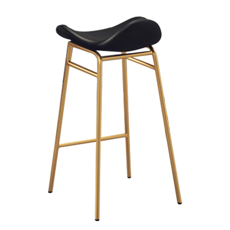 Faux Leather Bar Stools Glam Iron Backless Bar Stool with Footrest