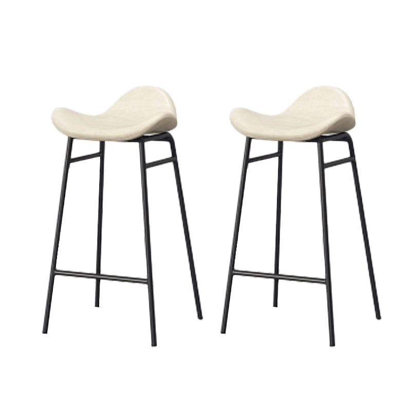 Faux Leather Bar Stools Glam Iron Backless Bar Stool with Footrest
