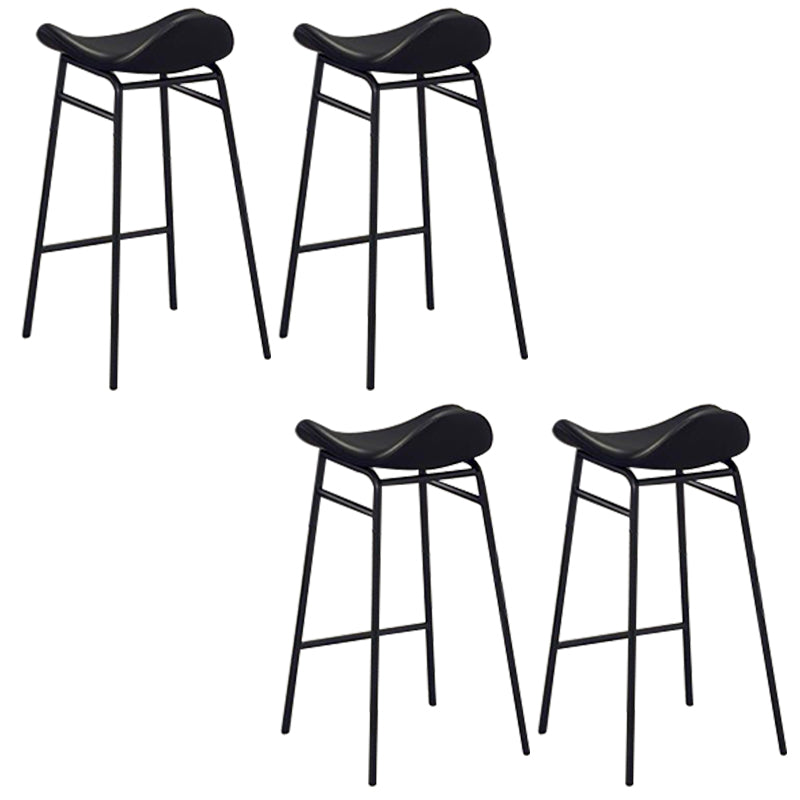 Faux Leather Bar Stools Glam Iron Backless Bar Stool with Footrest