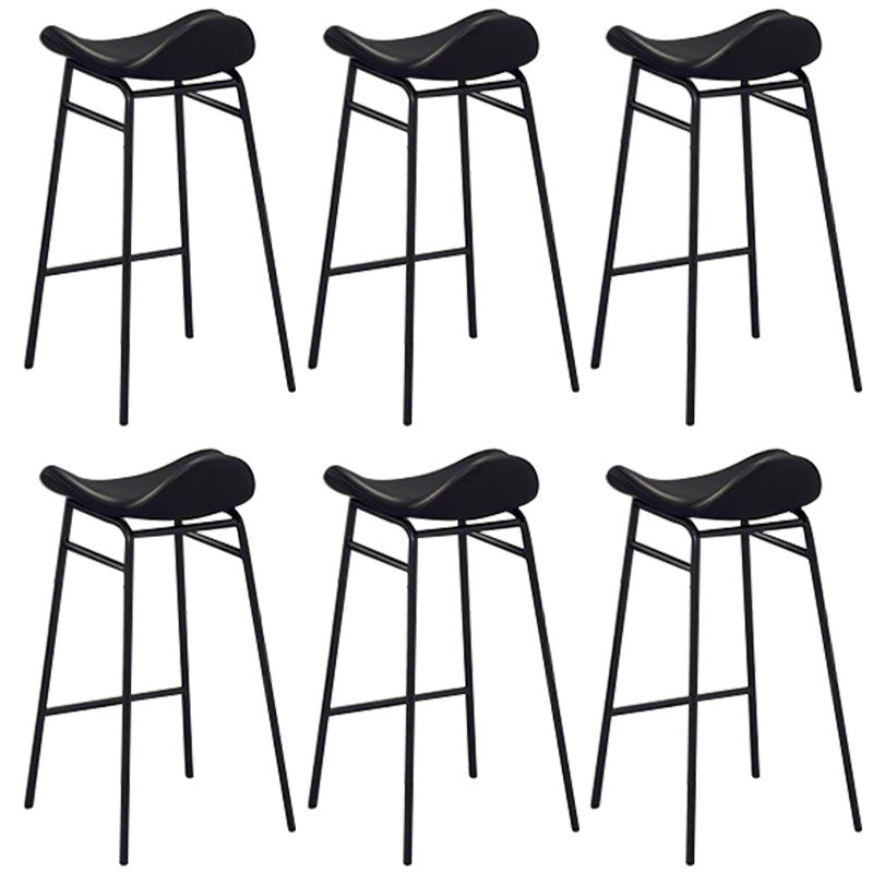 Faux Leather Bar Stools Glam Iron Backless Bar Stool with Footrest