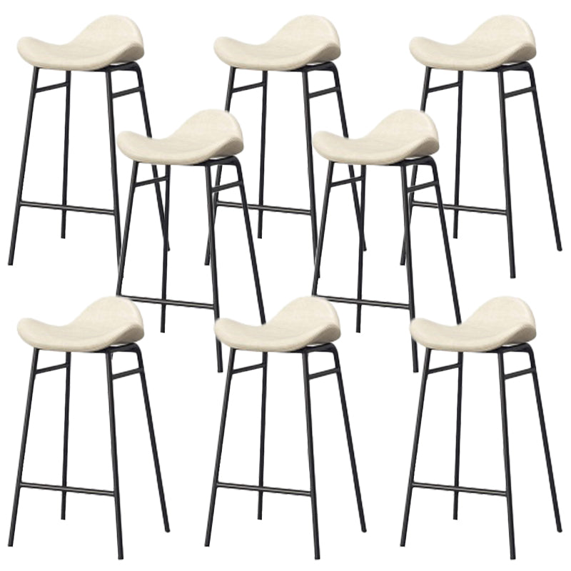Faux Leather Bar Stools Glam Iron Backless Bar Stool with Footrest