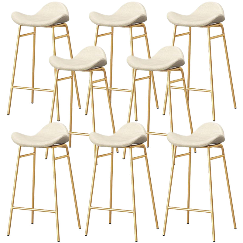Faux Leather Bar Stools Glam Iron Backless Bar Stool with Footrest