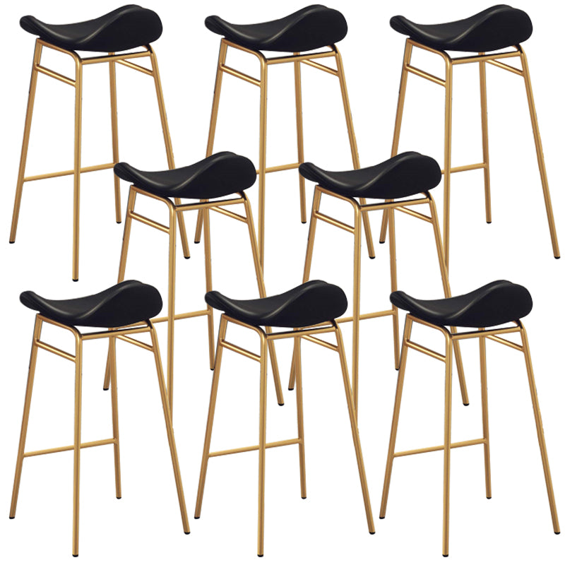 Faux Leather Bar Stools Glam Iron Backless Bar Stool with Footrest