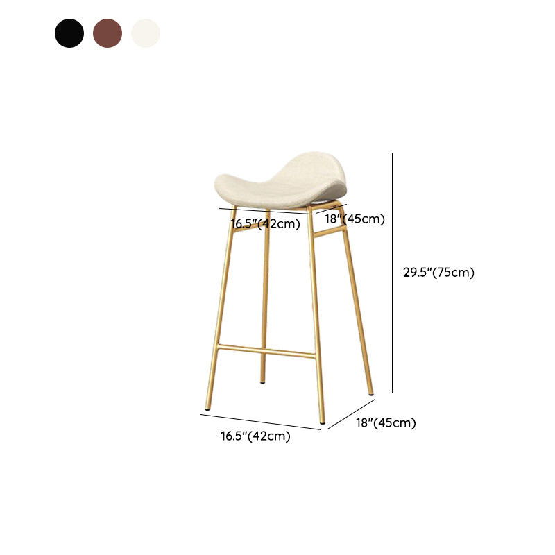 Faux Leather Bar Stools Glam Iron Backless Bar Stool with Footrest