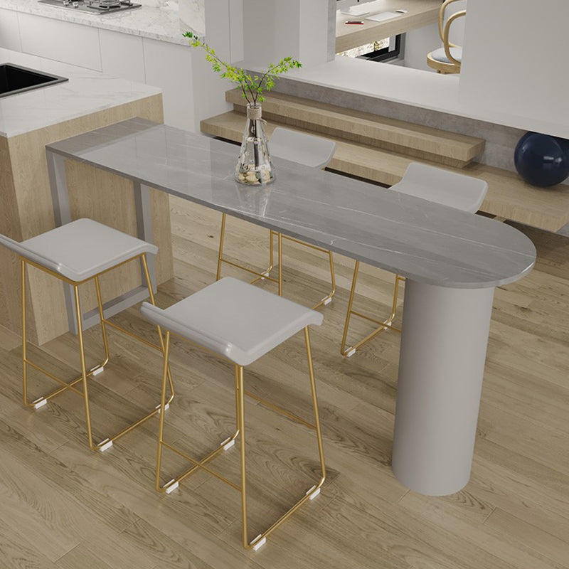 PU Leather Barstools Industrial Metal Armless Bar Stool with Footrest