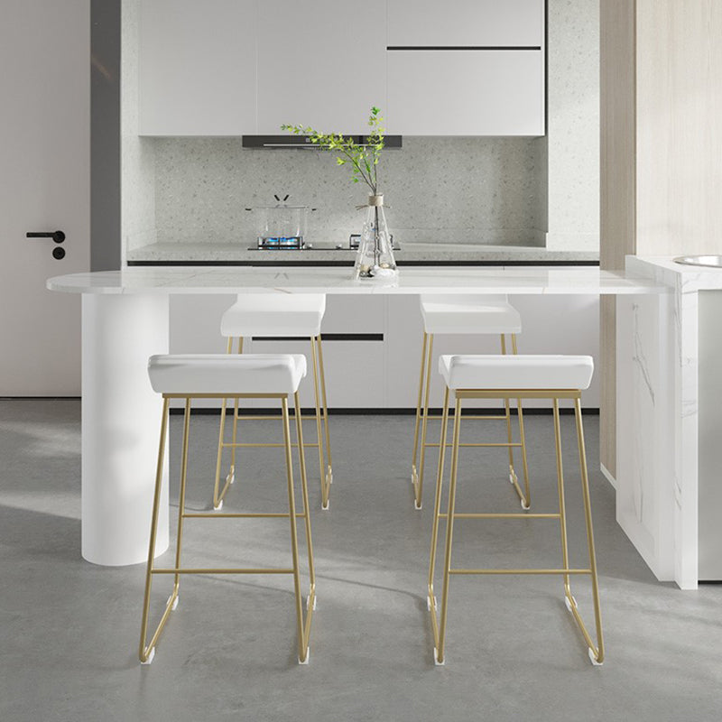 PU Leather Barstools Industrial Metal Armless Bar Stool with Footrest
