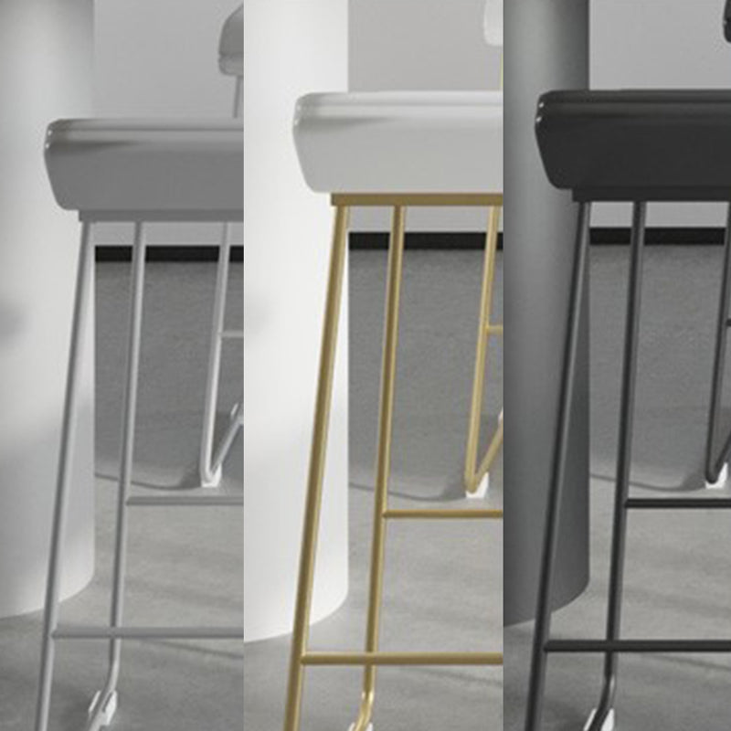 PU Leather Barstools Industrial Metal Armless Bar Stool with Footrest