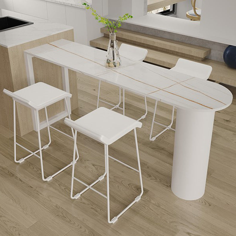 PU Leather Barstools Industrial Metal Armless Bar Stool with Footrest