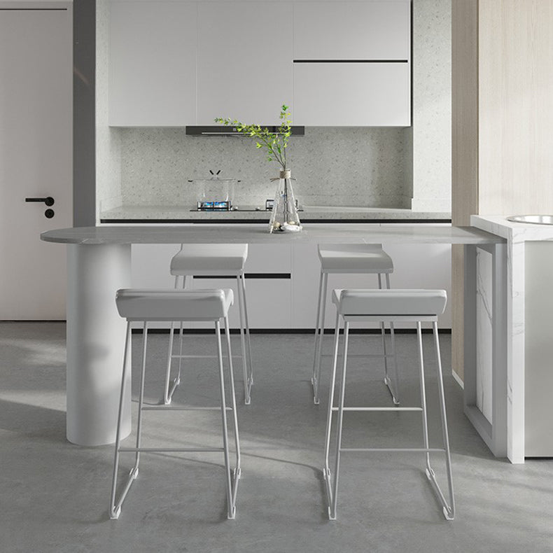 PU Leather Barstools Industrial Metal Armless Bar Stool with Footrest