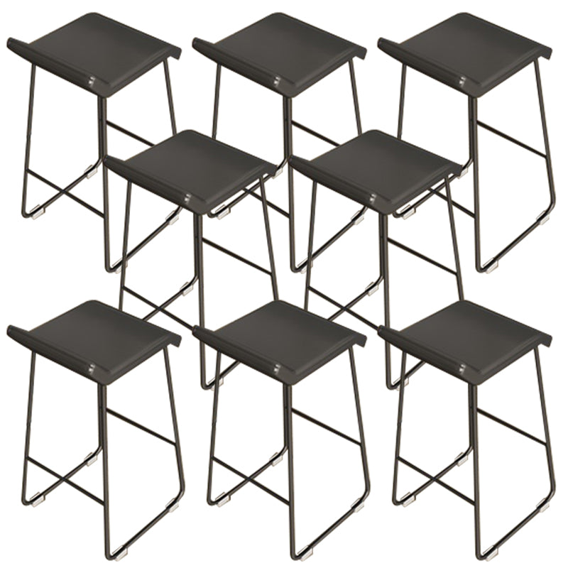PU Leather Barstools Industrial Metal Armless Bar Stool with Footrest