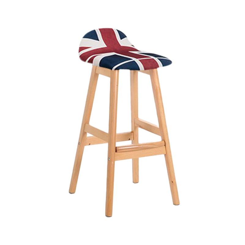 Industrial Solid Wood Bar Stools Upholstered Armless Patio Bar Stool