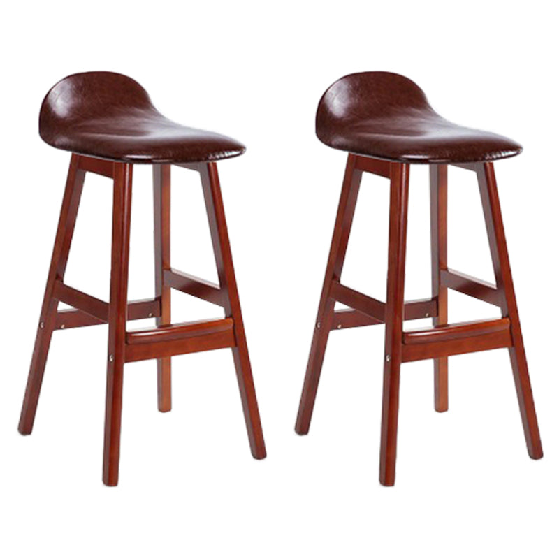 Industrial Solid Wood Bar Stools Upholstered Armless Patio Bar Stool