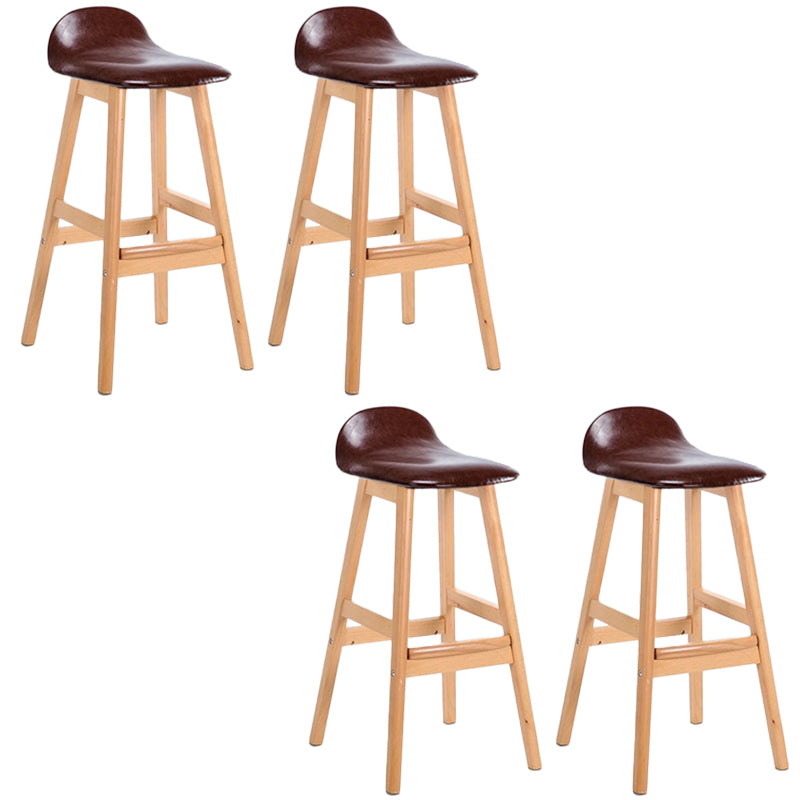 Industrial Solid Wood Bar Stools Upholstered Armless Patio Bar Stool