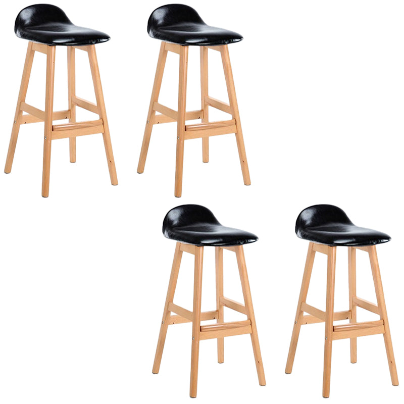 Industrial Solid Wood Bar Stools Upholstered Armless Patio Bar Stool