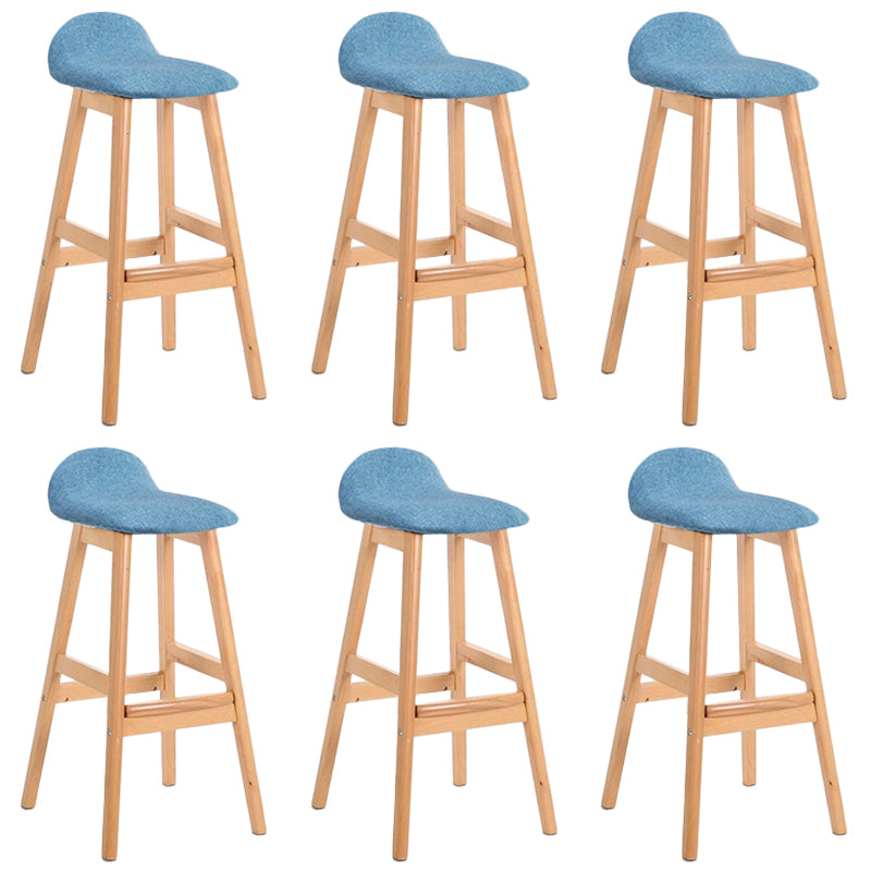Industrial Solid Wood Bar Stools Upholstered Armless Patio Bar Stool