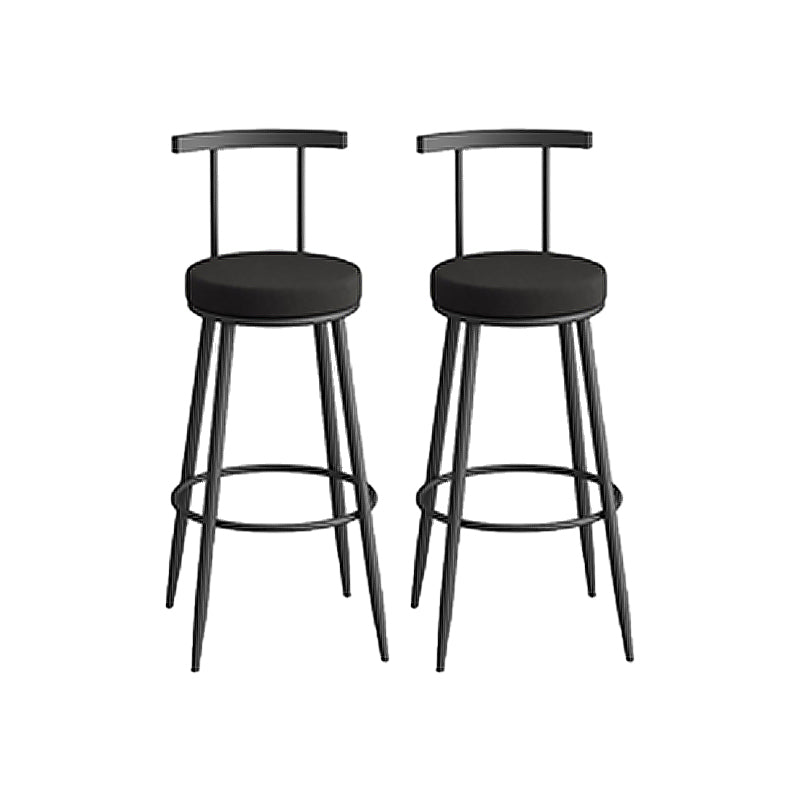 Round Upholstered Dining Stool Low Back Bar Stool with Metal Base