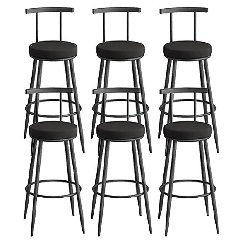Round Upholstered Dining Stool Low Back Bar Stool with Metal Base
