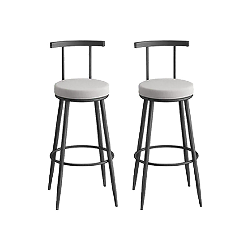 Round Upholstered Dining Stool Low Back Bar Stool with Metal Base