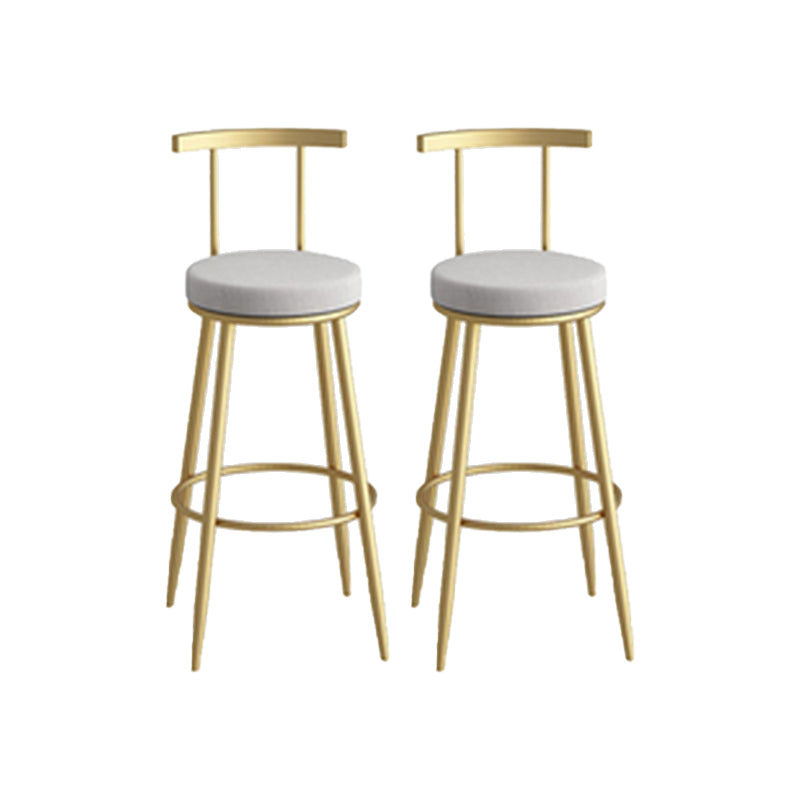 Round Upholstered Dining Stool Low Back Bar Stool with Metal Base