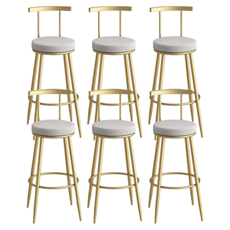 Round Upholstered Dining Stool Low Back Bar Stool with Metal Base