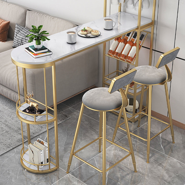 Metal Round Dining Stools Low Back Dining Stools with Footrest