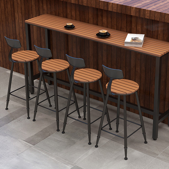 Contemporary Dining Stools Metal Low Back Bar Stools with Footrest