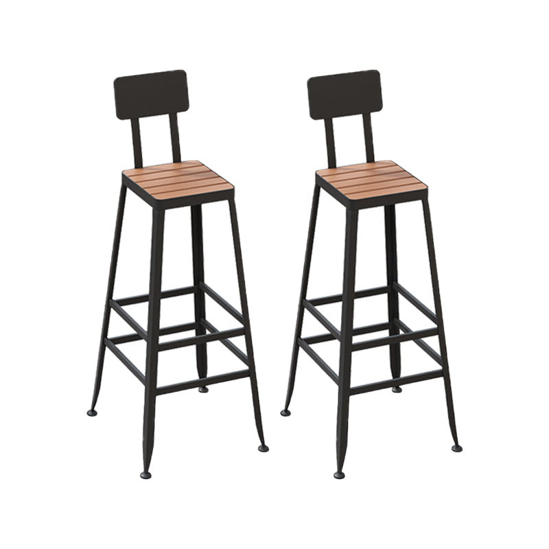 Contemporary Dining Stools Metal Low Back Bar Stools with Footrest